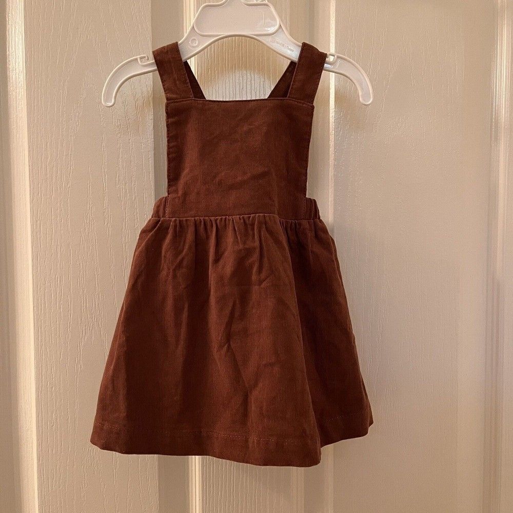 Angel Dear Brown Corduroy Overall Dress Pinafore Girls Size 3-6 Months NWT